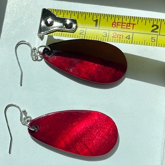 Elegant Dark Red Drop Earrings - Picture 6 of 6